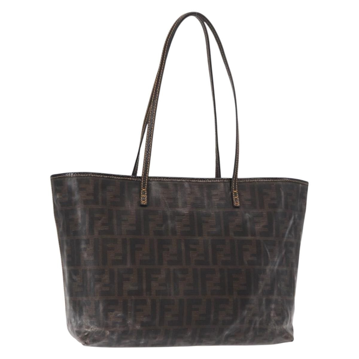 Fendi FENDI Zucca Canvas Tote Bag Coated Canvas Black Brown Authentic ka771