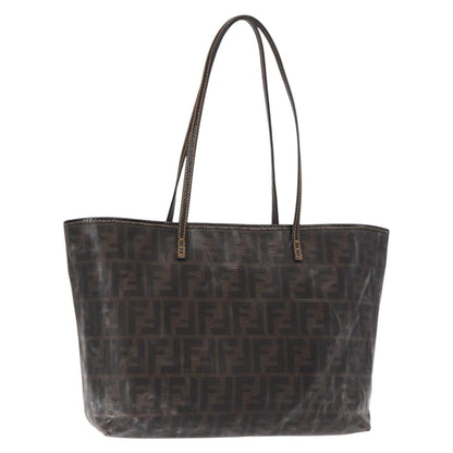 Fendi FENDI Zucca Canvas Tote Bag Coated Canvas Black Brown Authentic ka771
