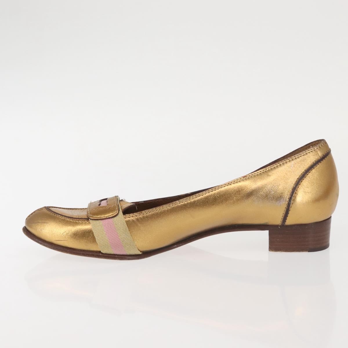 Gucci GUCCI Pumps Leather Gold Authentic ac3875 Bag