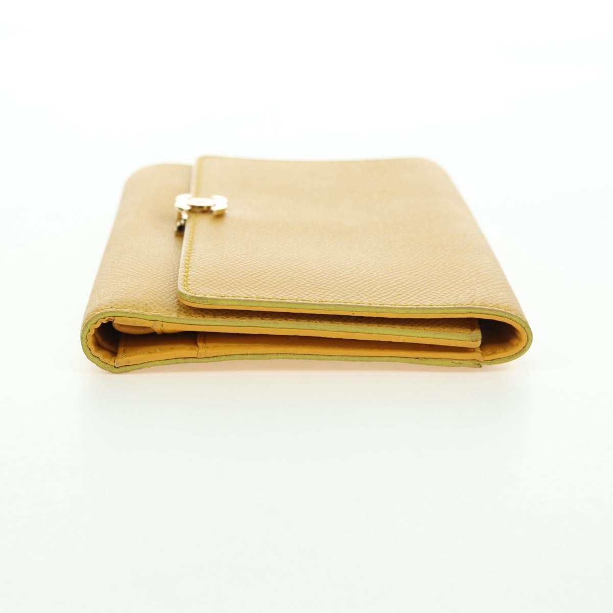 Chanel CHANEL Wallet Grained Calf Skin Yellow Gold CC Authentic 180395M Bag