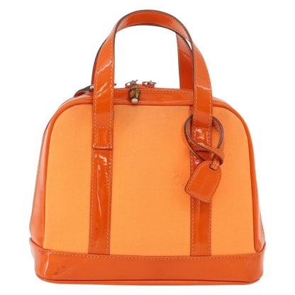 Gucci GUCCI Bamboo Hand Bag Patent leather 2way Orange Silver Authentic 162597