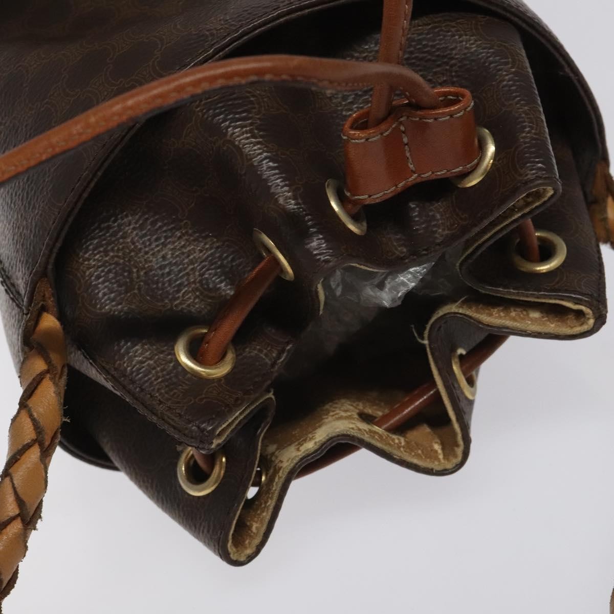 Celine CELINE Macadam Canvas Shoulder Bag PVC Leather Brown Authentic 113406
