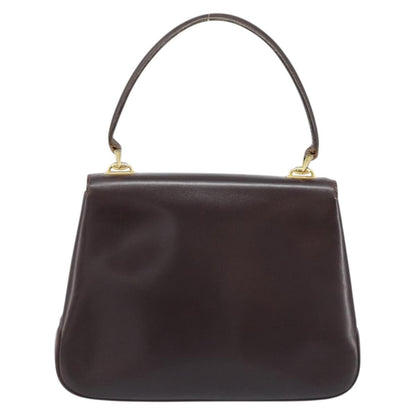 Gucci GUCCI Hand Bag Leather Brown Gold Authentic BAZ167
