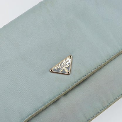 Prada PRADA Shoulder Bag Nylon Light Blue Gold Authentic 143505