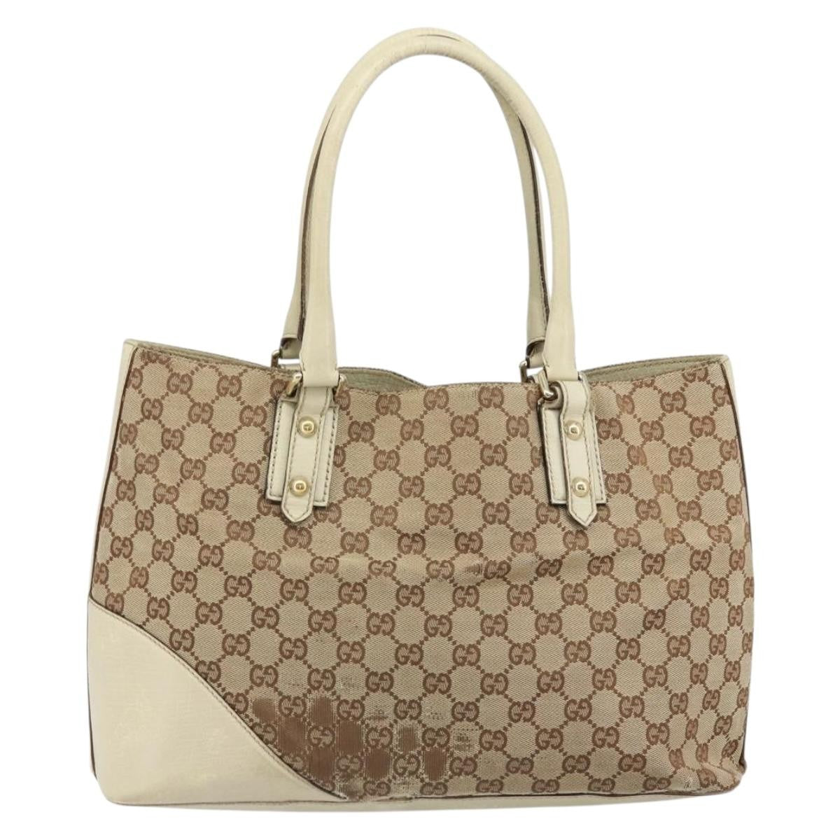 Gucci GUCCI GG Canvas Hand Bag Beige Gold 07198 Authentic 172295