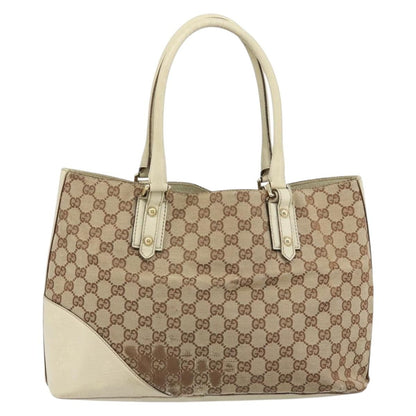 Gucci GUCCI GG Canvas Hand Bag Beige Gold 07198 Authentic 172295