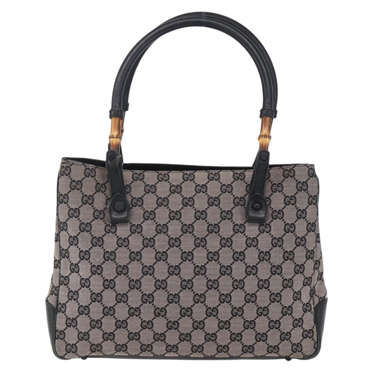 Gucci GUCCI GG Canvas Bamboo Tote Bag Navy 112526 Authentic 154654