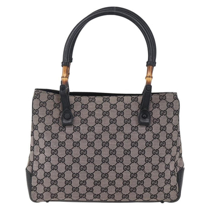 Gucci GUCCI GG Canvas Bamboo Tote Bag Navy 112526 Authentic 154654