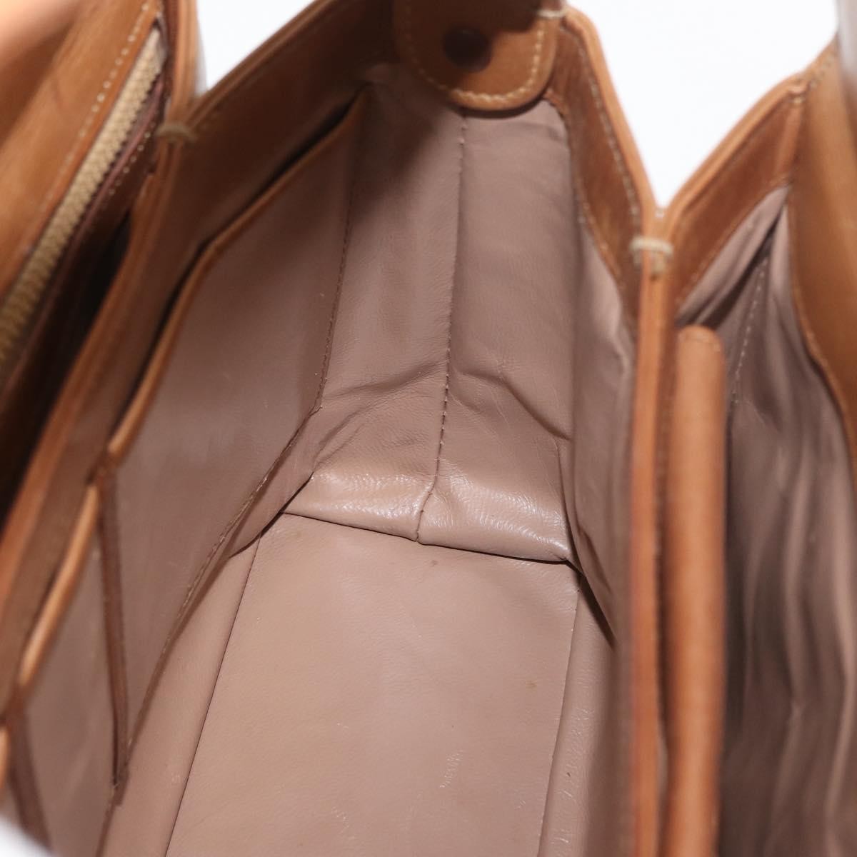 Gucci GUCCI Hand Bag Leather Brown Gold Authentic ka3873