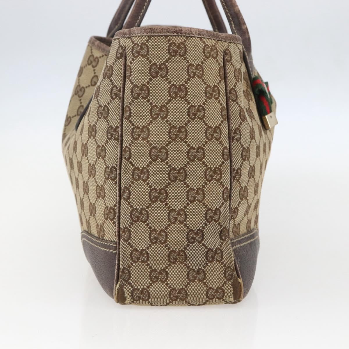 Gucci GUCCI GG Canvas Web Sherry Line Tote Bag Beige Red 163805 Authentic 160574