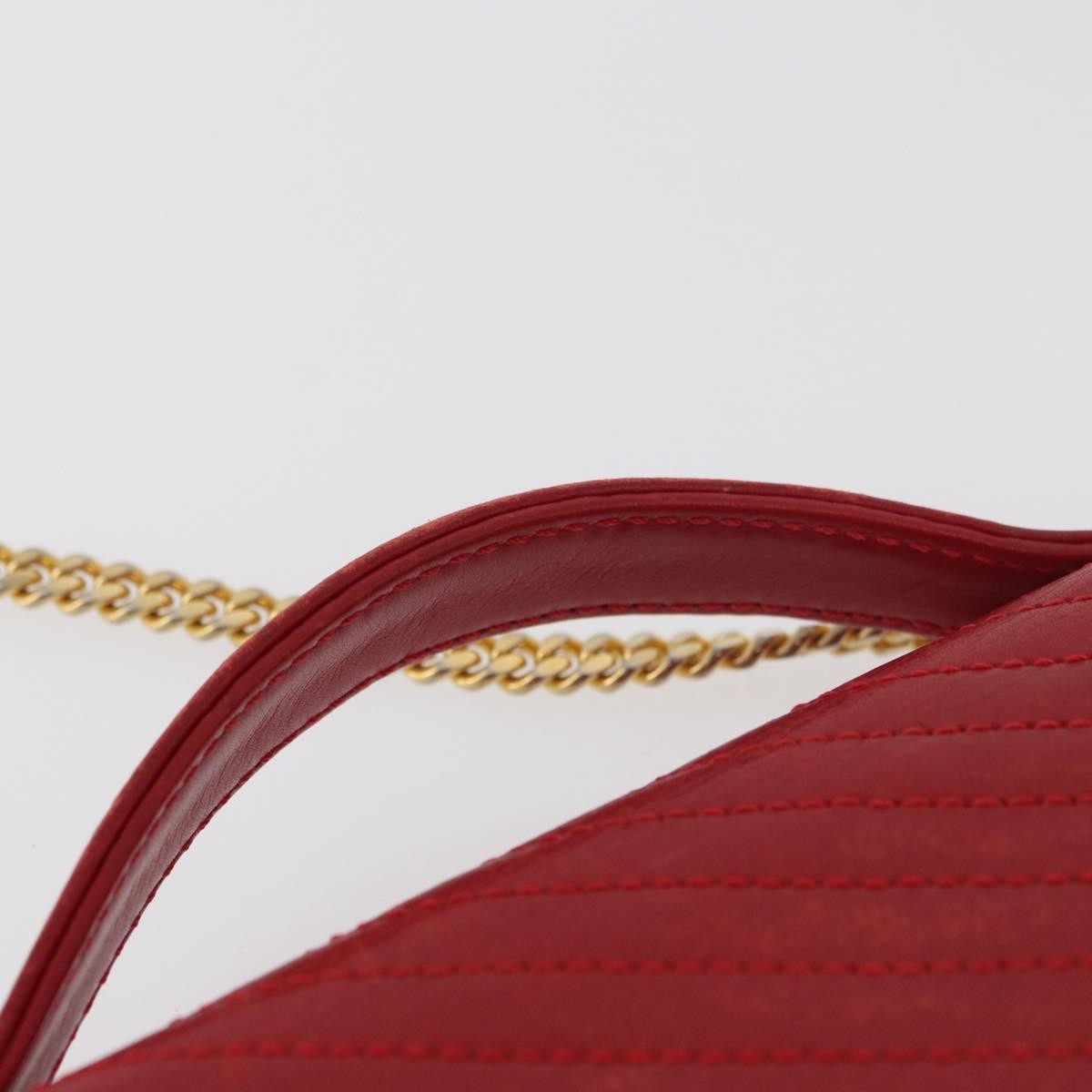 Celine CELINE Chain Shoulder Bag Leather 2way Red Gold Authentic BA13005