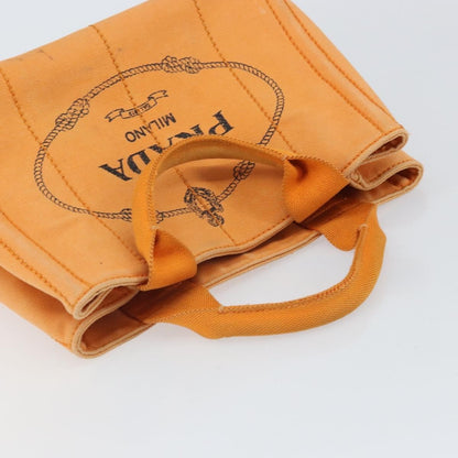 Prada PRADA Canapa PM Hand Bag Canvas Orange Gold Authentic 164219