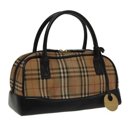 Burberry BURBERRY Nova Check Tote Bag Canvas Leather Beige Black Authentic 100692