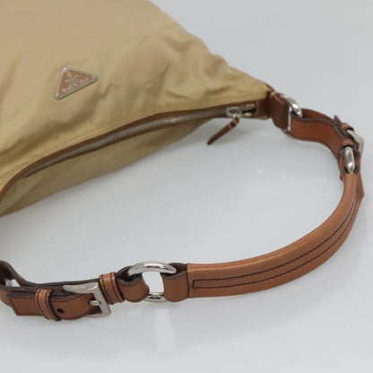 Prada PRADA Shoulder Bag Nylon Beige Silver Authentic 120393