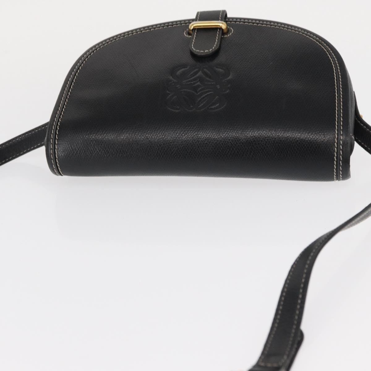 Loewe LOEWE Anagram Shoulder Bag Leather Black Gold Authentic ep12382