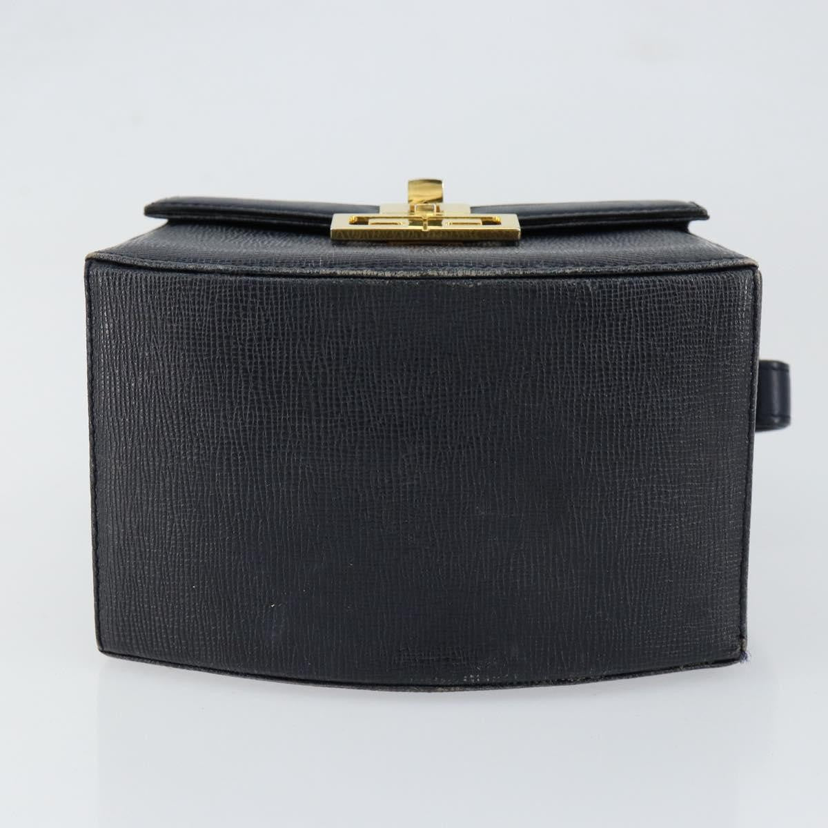 Givenchy GIVENCHY Hand Bag Leather Navy Gold Authentic SW1855