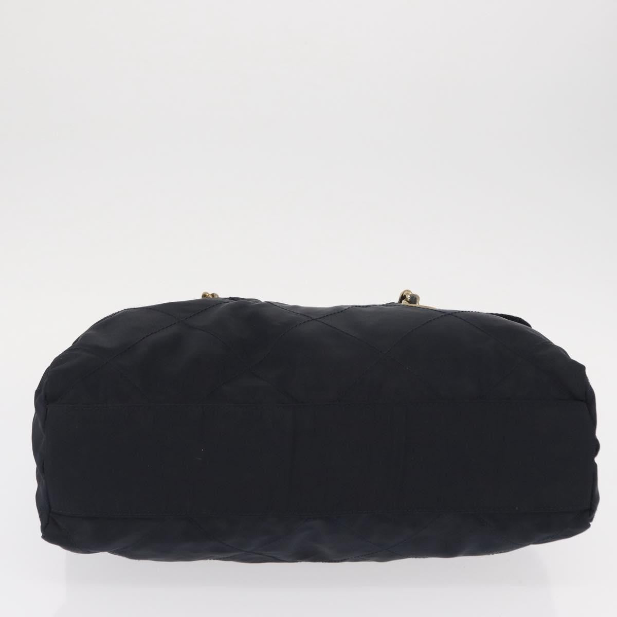 Prada PRADA Chain Shoulder Bag Nylon Navy Gold Authentic ka893