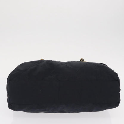 Prada PRADA Chain Shoulder Bag Nylon Navy Gold Authentic ka893