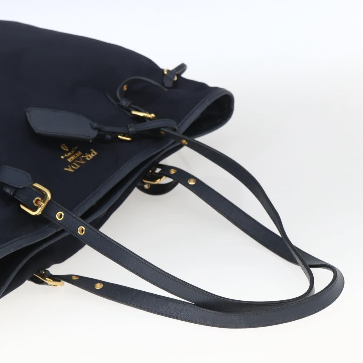Prada PRADA Tote Bag Nylon Navy Gold Authentic 166304
