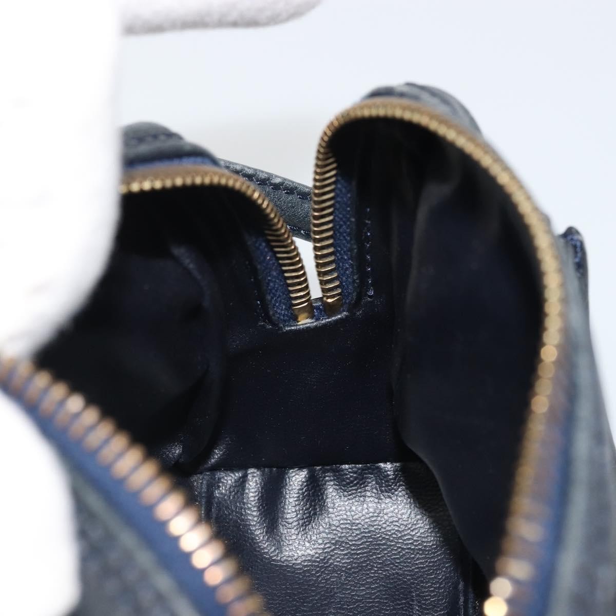 Celine CELINE Hand Bag Leather 2way Gold Navy Authentic am11231A