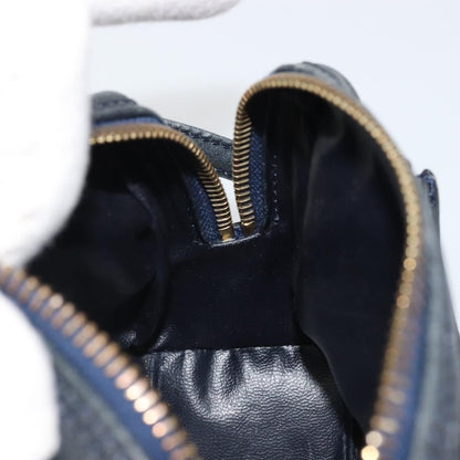 Celine CELINE Hand Bag Leather 2way Gold Navy Authentic am11231A