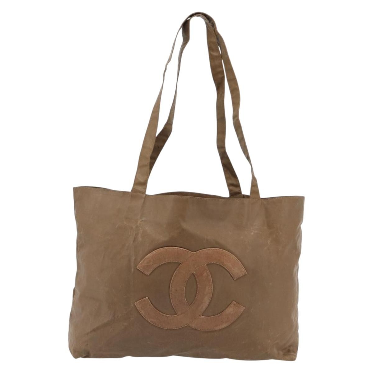 Chanel CHANEL Tote Bag Coated Canvas Brown CC Authentic bs35205