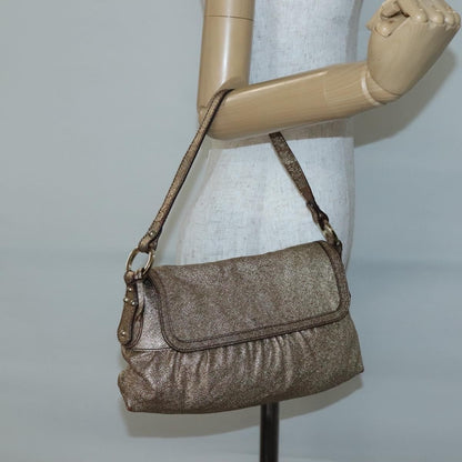 Fendi FENDI Shoulder Bag Leather Gold Authentic ep10421