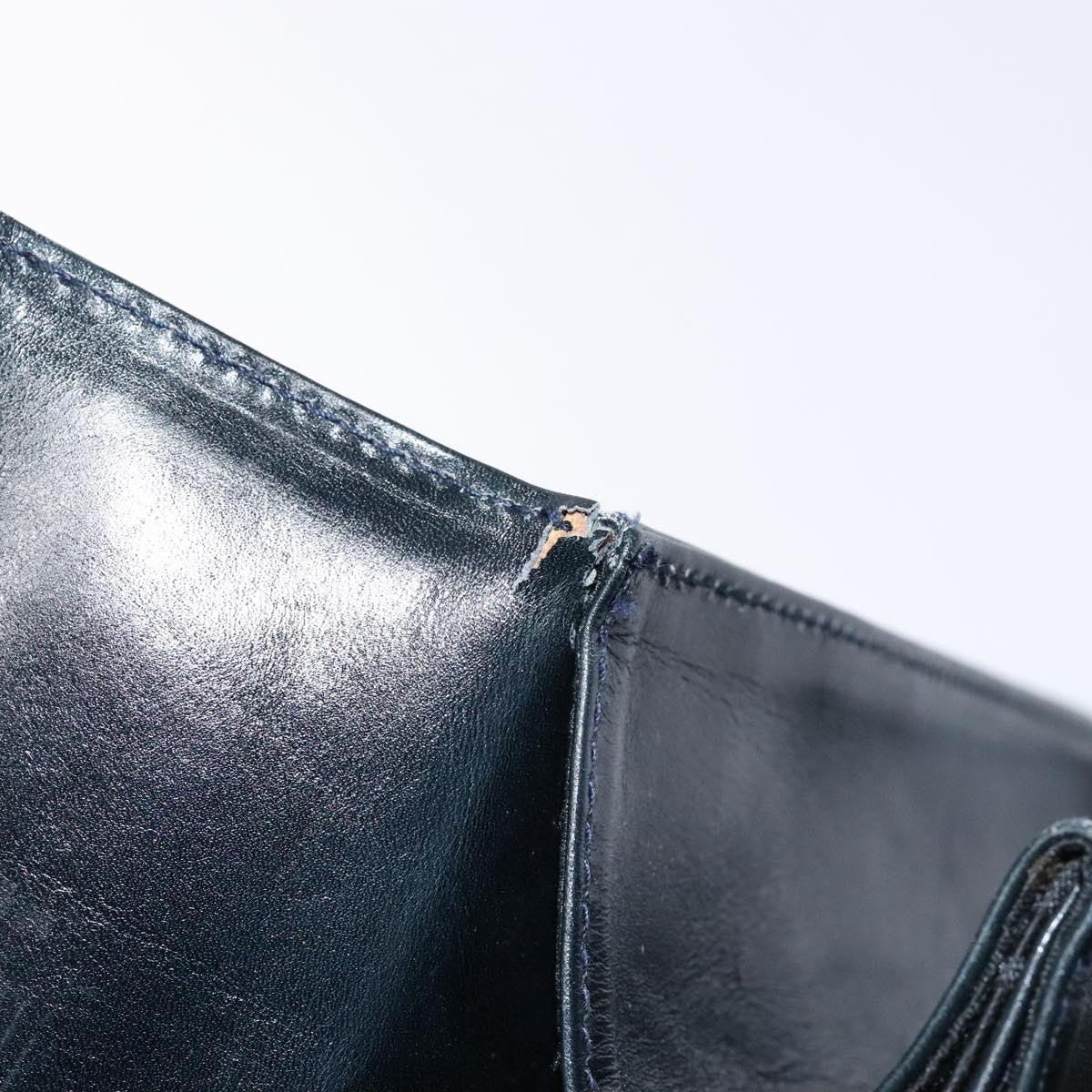 Salvatore Ferragamo Salvatore Ferragamo Gancini Hand Bag Leather 2way Navy Gold Authentic 133776