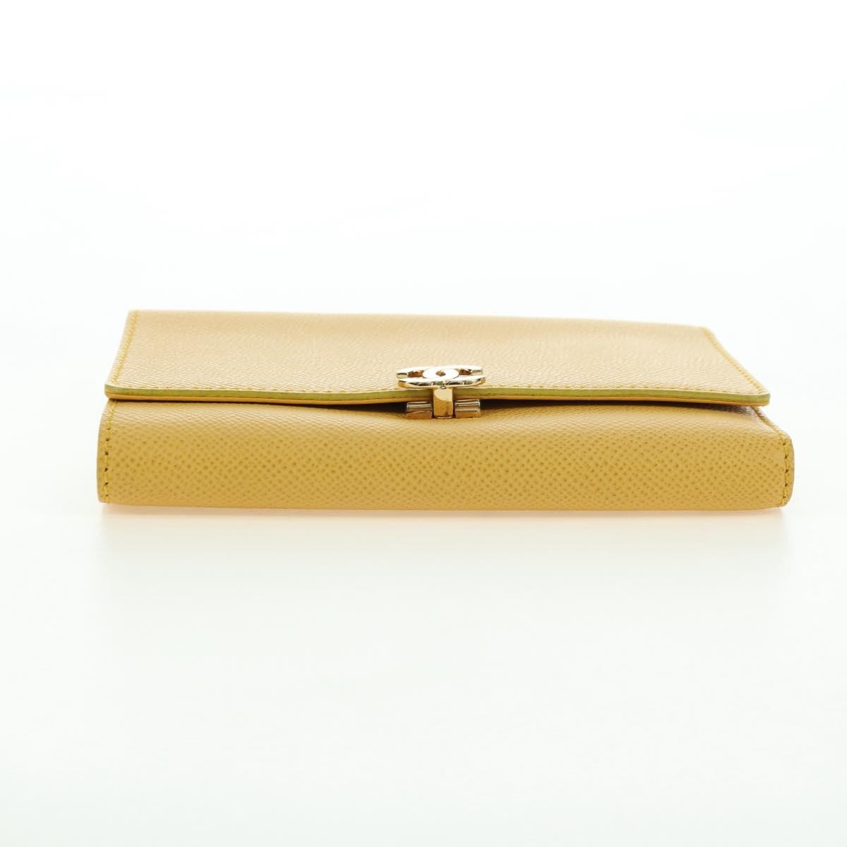 Chanel CHANEL Wallet Grained Calf Skin Yellow Gold CC Authentic 180395M Bag