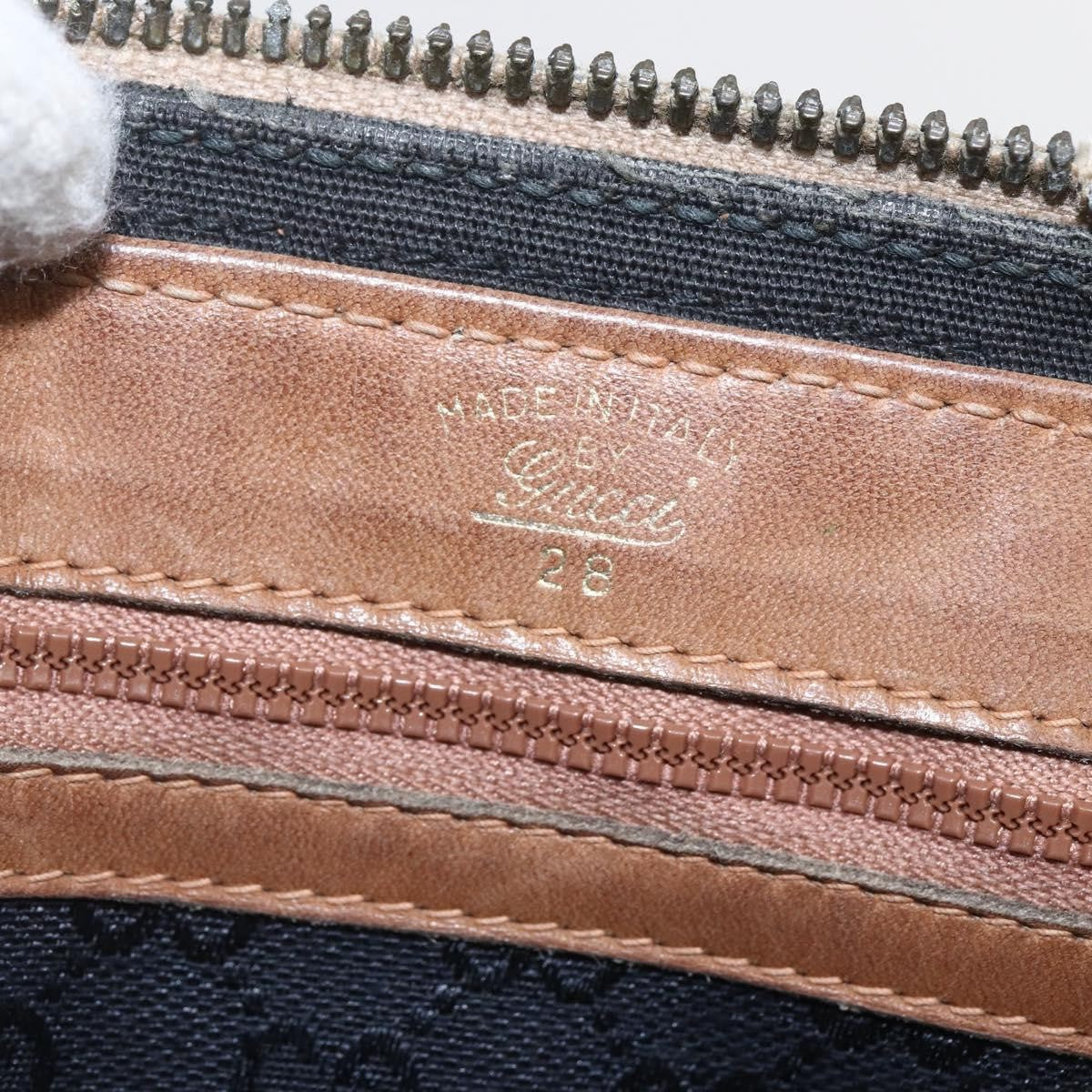 Gucci GUCCI Web Sherry Line GG Canvas Hand Bag 2way Black Gold Authentic gh1528