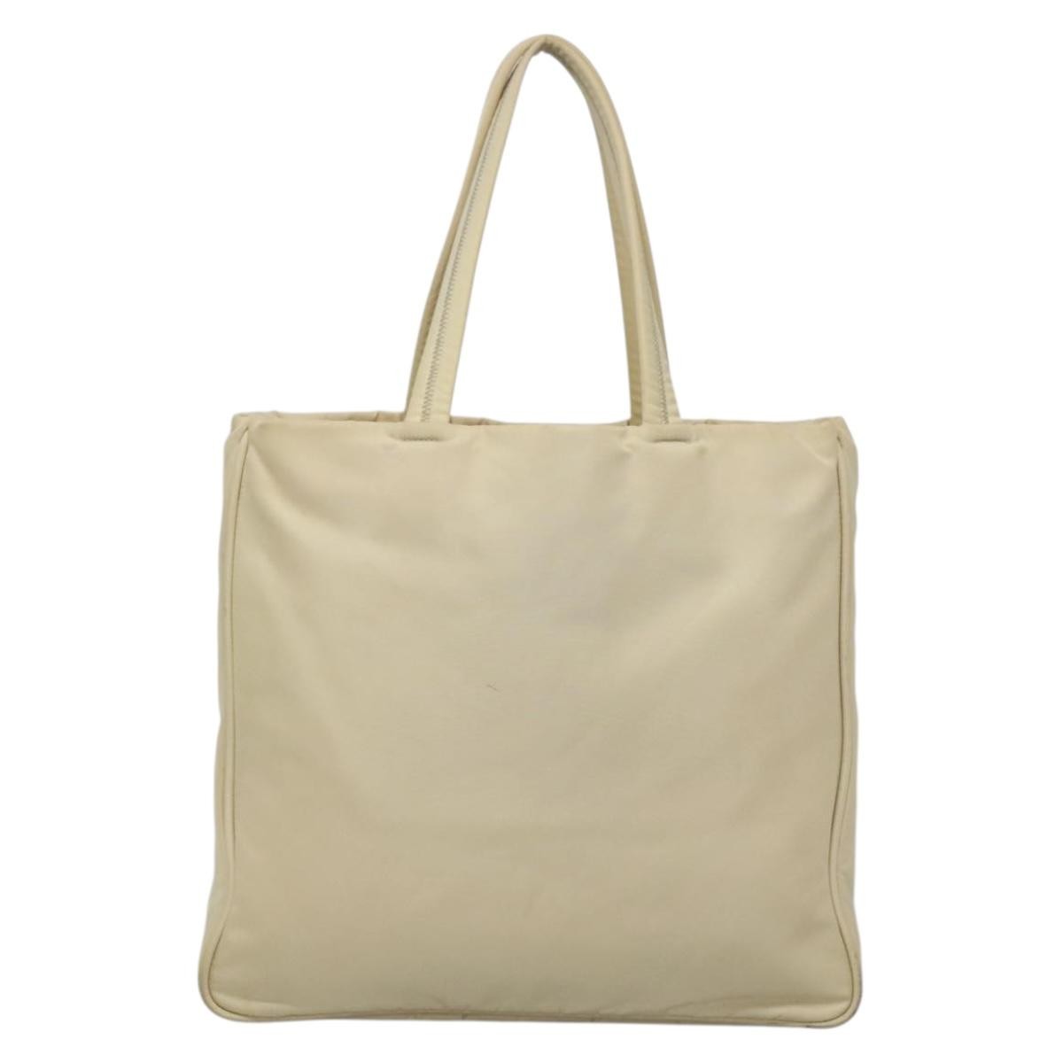 Prada PRADA Tote Bag Nylon Beige Silver Authentic 139071