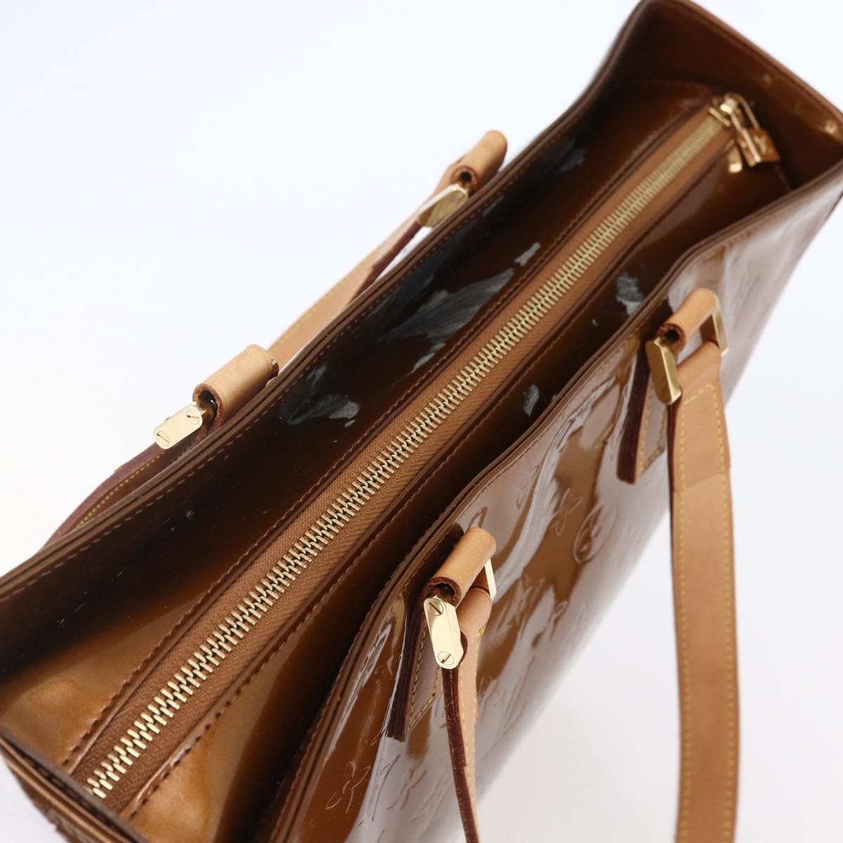 Louis Vuitton LOUIS VUITTON Monogram Vernis Columbus Tote Bag Bronze M91134 LV Authentic 145167