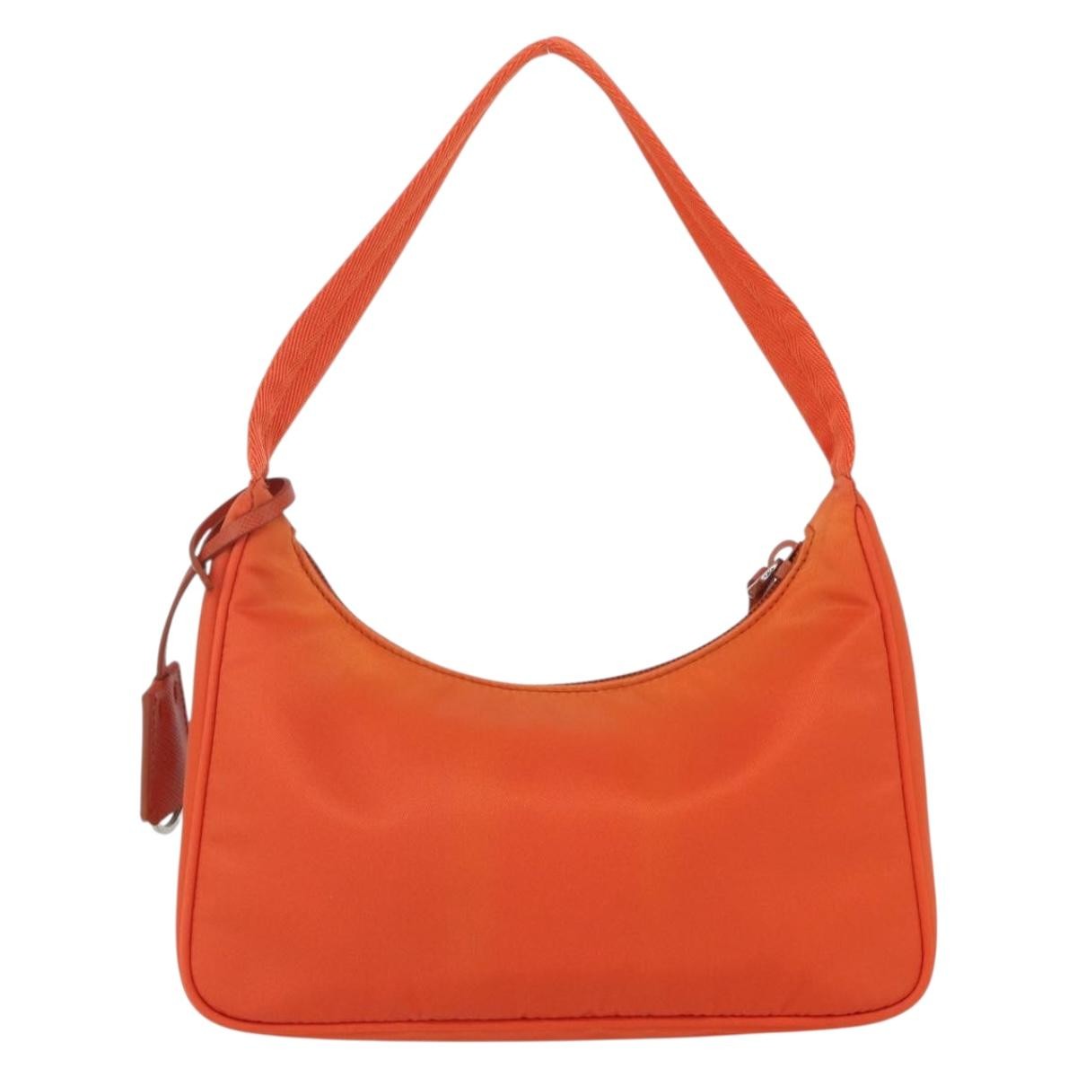 Prada PRADA Accessory Pouch Nylon Orange Silver Authentic 158663V Bag