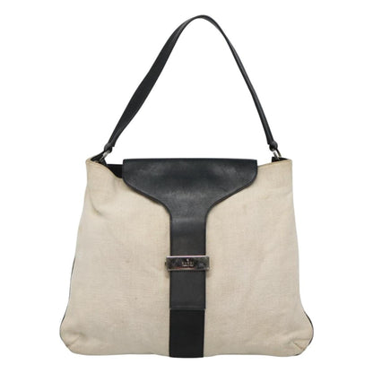 Gucci GUCCI Shoulder Bag Canvas Leather White Black Authentic ti2765