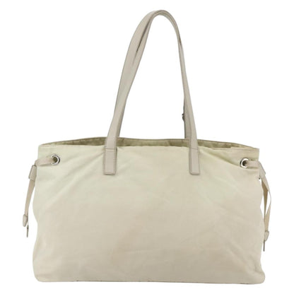 Prada PRADA Tote Bag Nylon Beige Silver Authentic mr1510