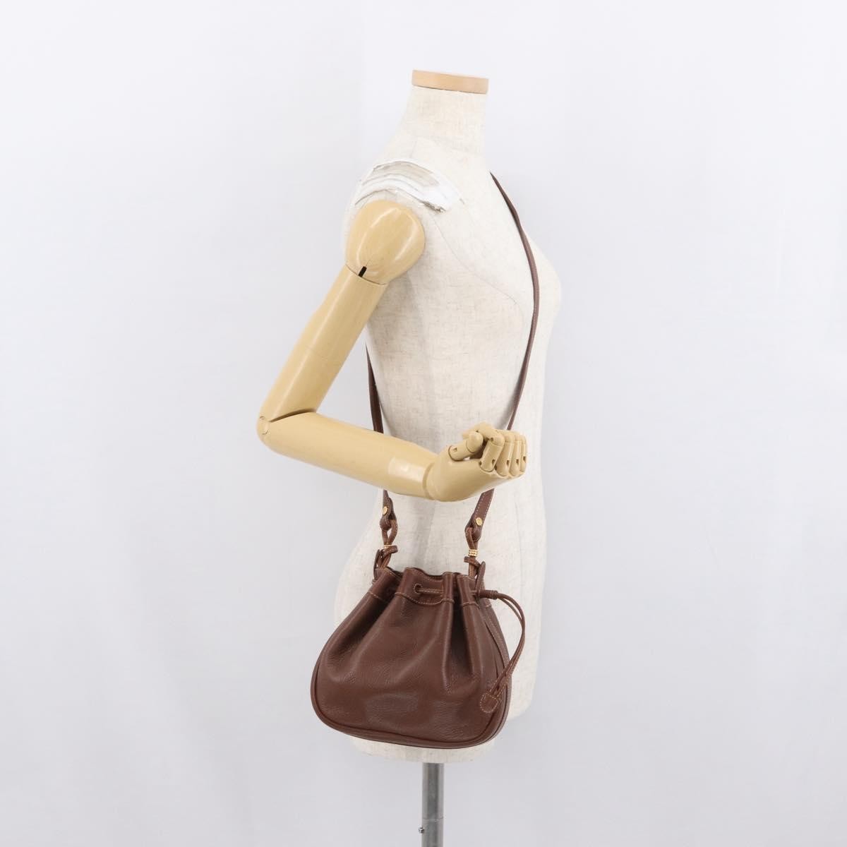 Gucci GUCCI Shoulder Bag Leather Brown Gold 007 984 0065 Authentic fm5085