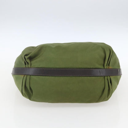 Prada PRADA Shoulder Bag Nylon Leather Khaki Gold Authentic 165173