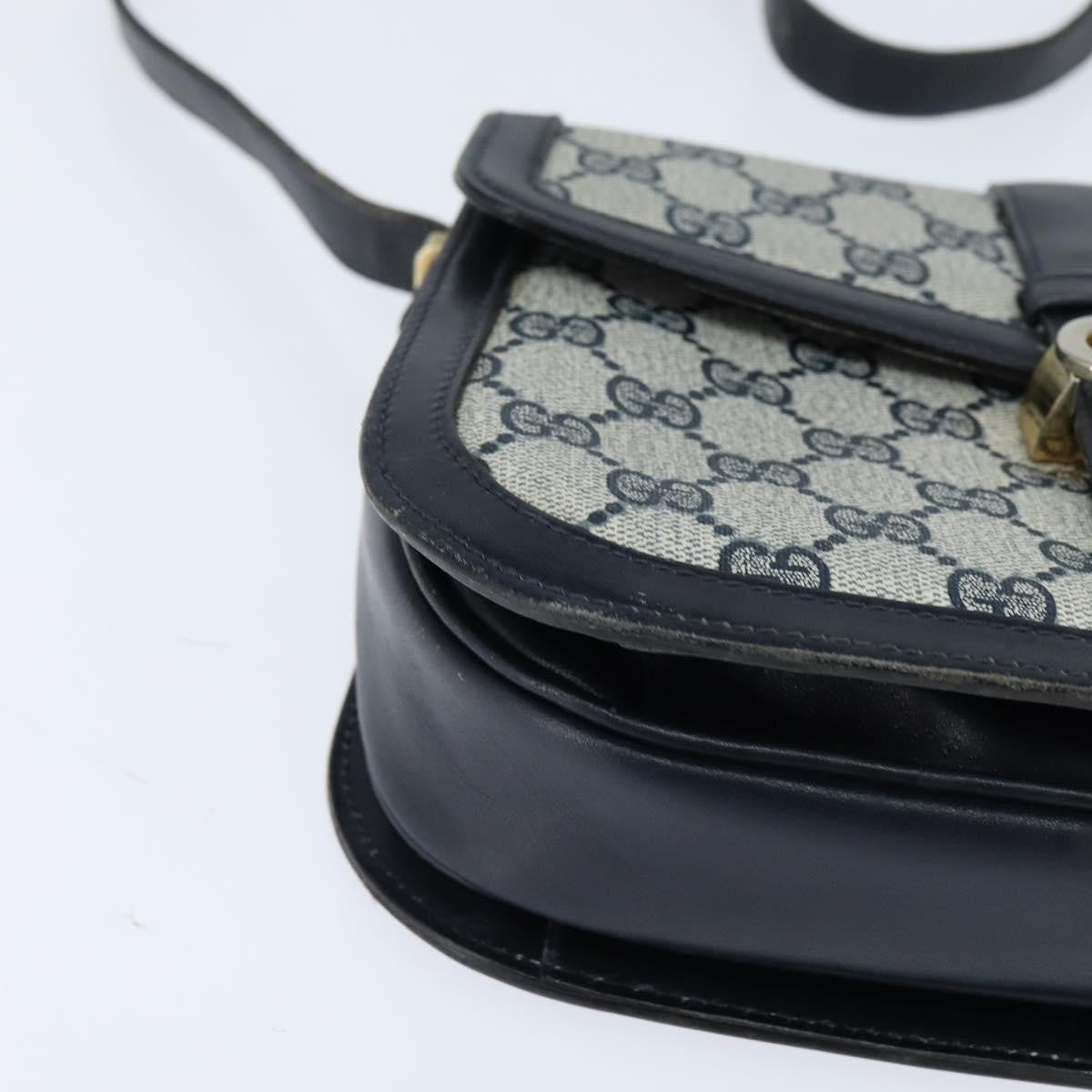 Gucci GUCCI GG Supreme Shoulder Bag PVC Navy Gold Authentic 150027