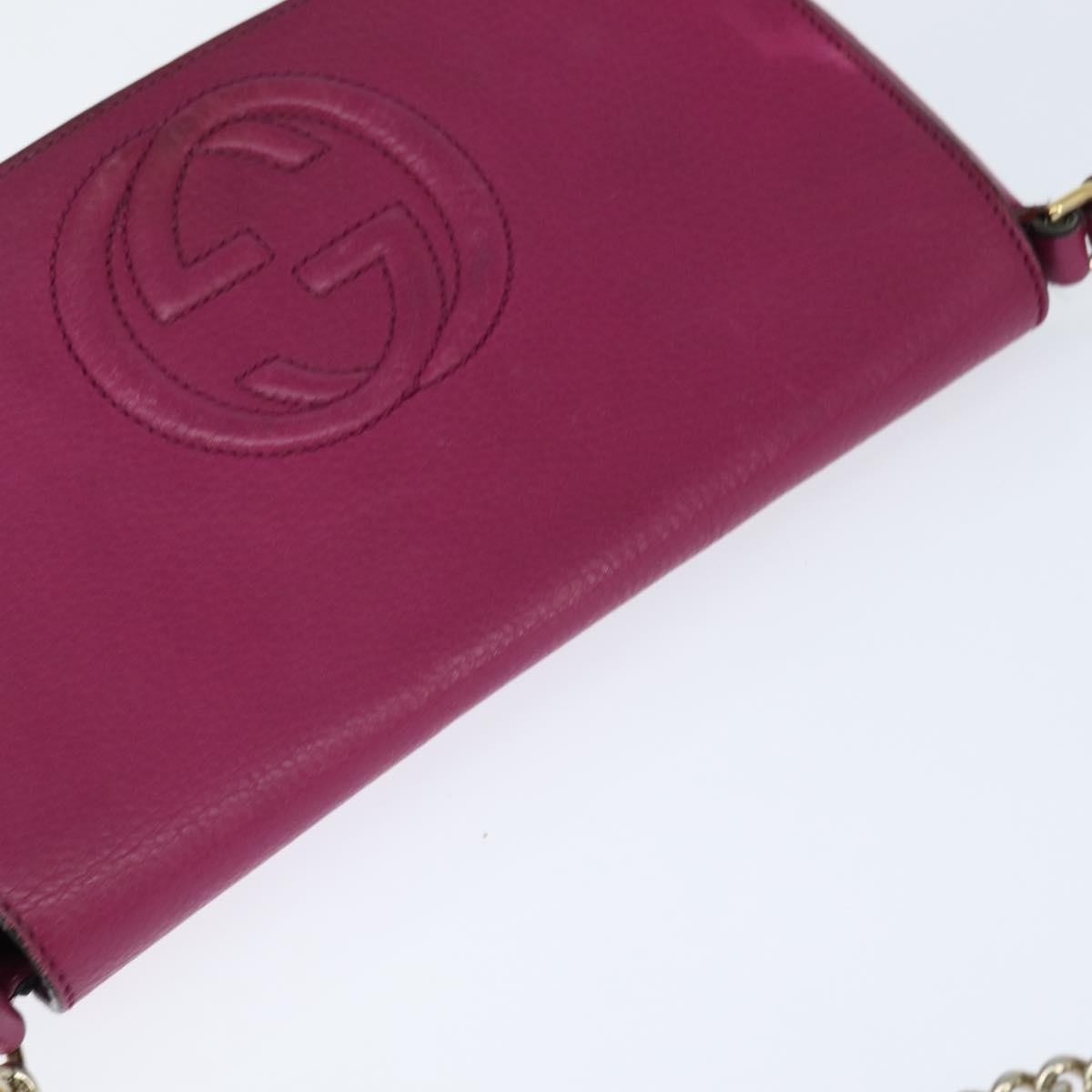 Gucci GUCCI Chain Soho Shoulder Bag Leather Pink Gold 336752 Authentic 150086