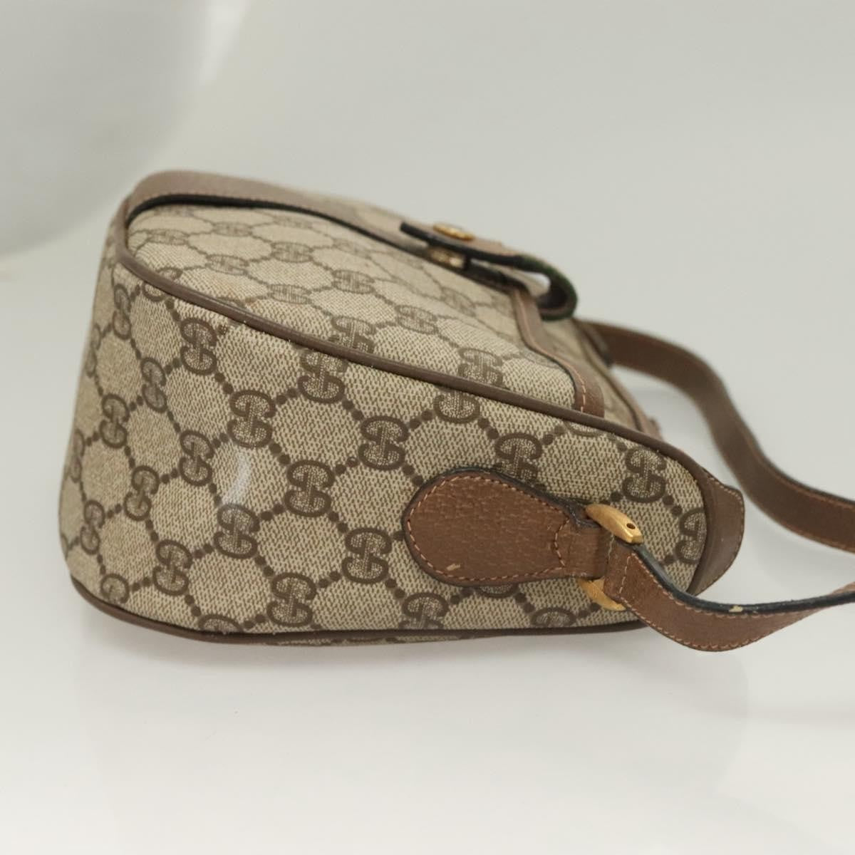 Gucci GUCCI GG Supreme Web Sherry Line Bag PVC Beige Gold 89 02 032 Authentic 128996