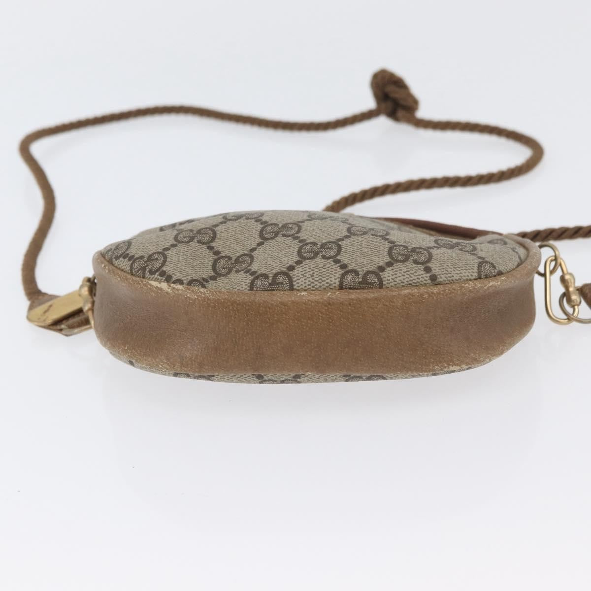 Gucci GUCCI GG Supreme Shoulder Bag PVC Beige Gold Authentic SW2190