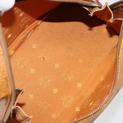 MCM MCM Logogram Vicetos Boston Bag PVC Leather Brown Gold Authentic gh904