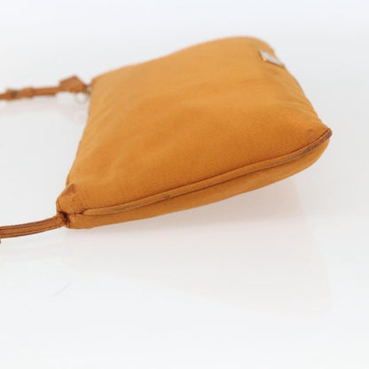 Prada PRADA Accessory Pouch Satin Orange Gold Authentic 161612 Bag