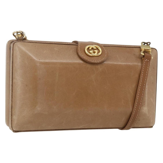 Gucci GUCCI Shoulder Bag Leather Beige Gold Authentic SW1879