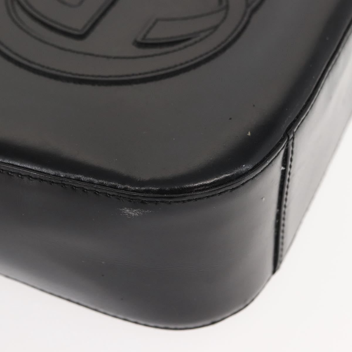 Gucci GUCCI Shoulder Bag Enamel Black Silver Authentic fm4926