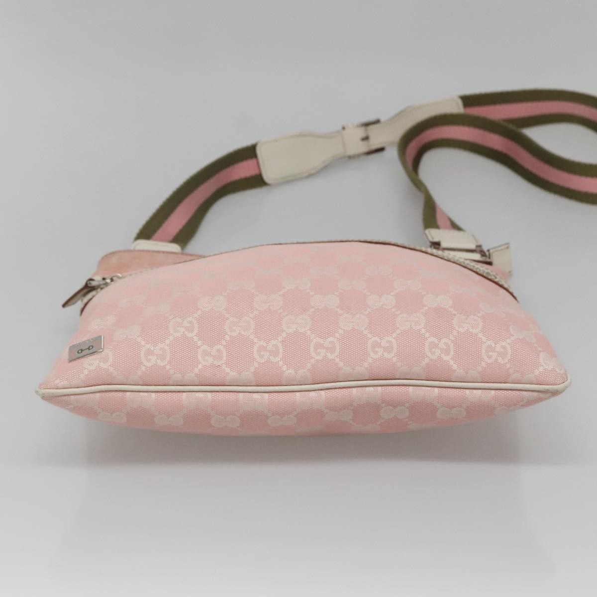 Gucci GUCCI GG Canvas Sherry Line Tote Bag Pink Silver 145809 Authentic 141943