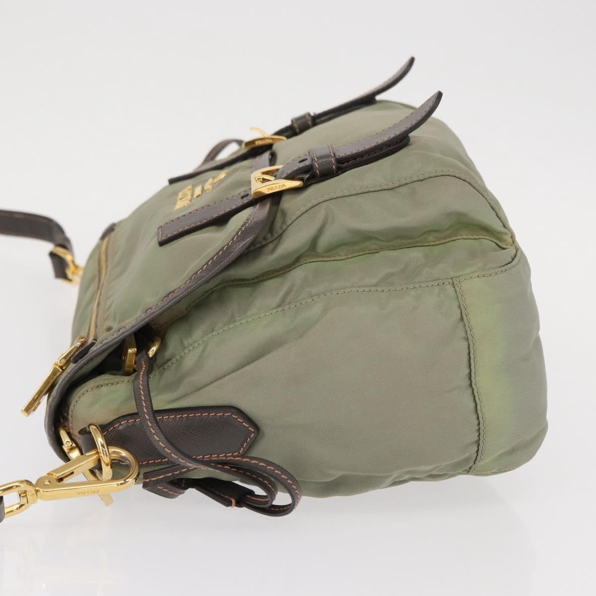 Prada PRADA Shoulder Bag Nylon Green Gold Authentic 155214