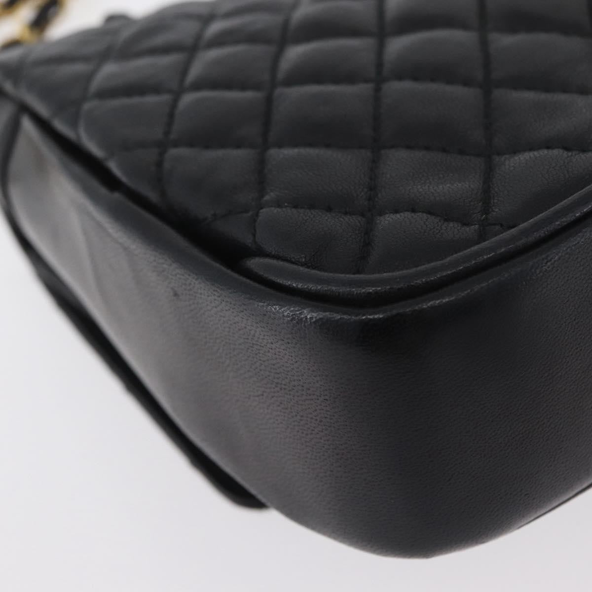 BALLY BALLY Chain Shoulder Bag Leather Black Gold Authentic BA10906