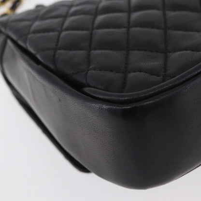 BALLY BALLY Chain Shoulder Bag Leather Black Gold Authentic BA10906