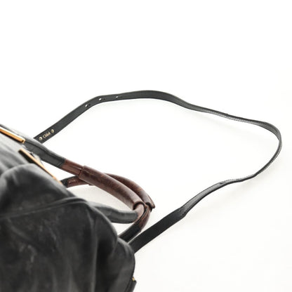Chloé Chloé Chloe Etel Hand Bag Leather 2way Black Gold Authentic 156936